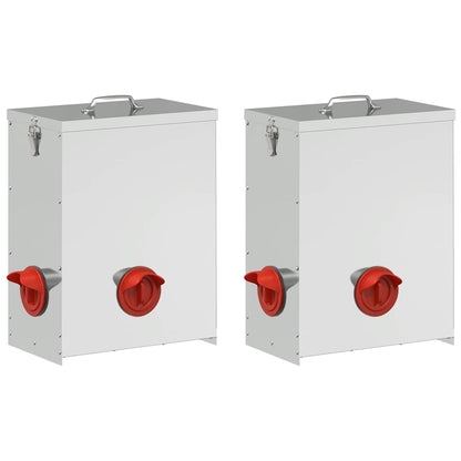 Feeder per pollo 2 pcs Argento 32,5 x 20,5 x 43 cm