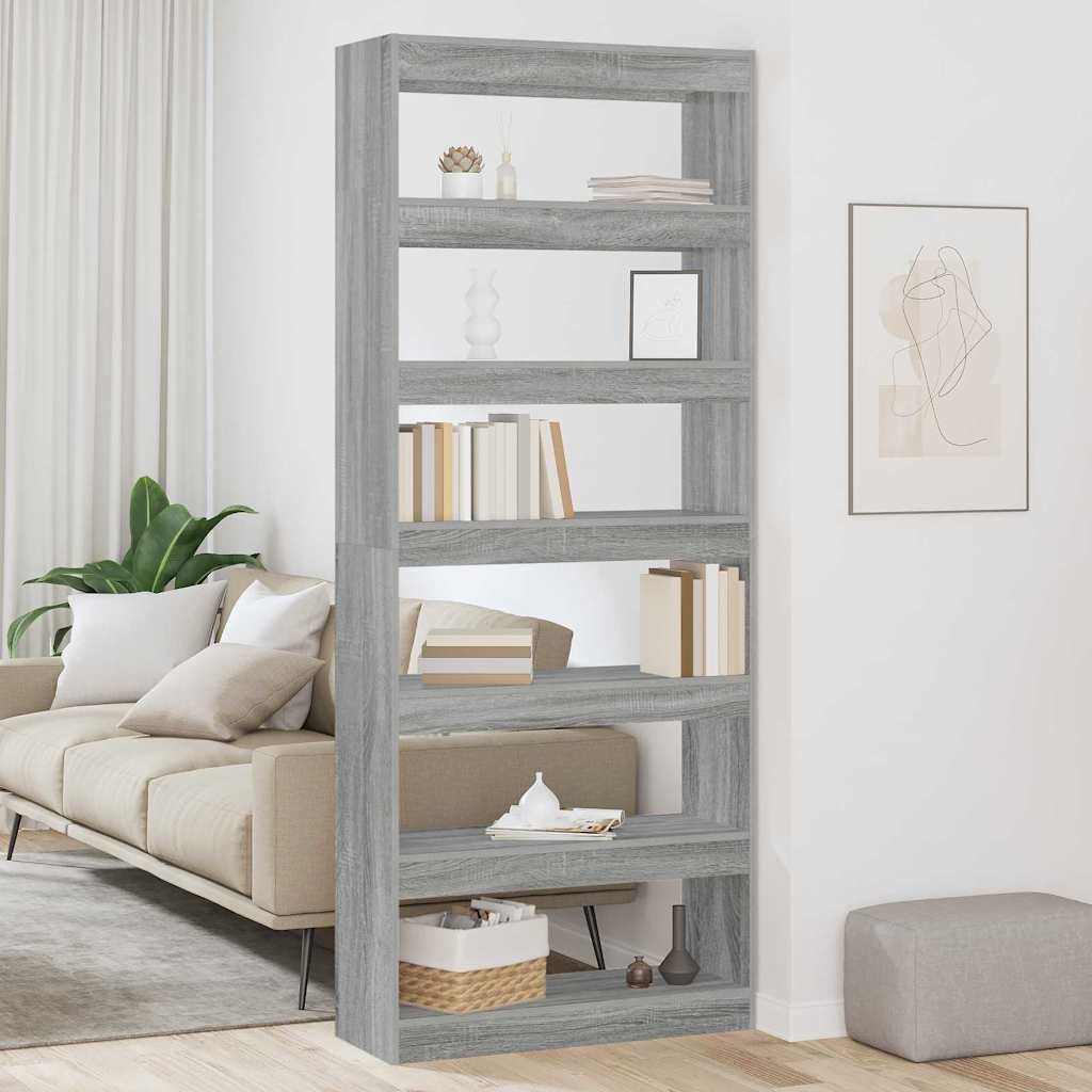 Armadio per Libri Grigio Sonoma 80 x 30 x 198 cm