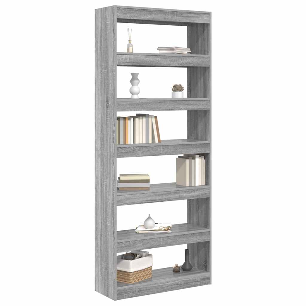 Armadio per Libri Grigio Sonoma 80 x 30 x 198 cm