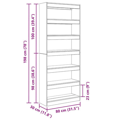 Armadio per Libri Grigio Sonoma 80 x 30 x 198 cm