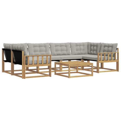 Set di divani da esterno 7 pz Bianco e Grigio Chiaro
