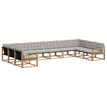 Set di divani da esterno 10 pz Bianco e Grigio Chiaro