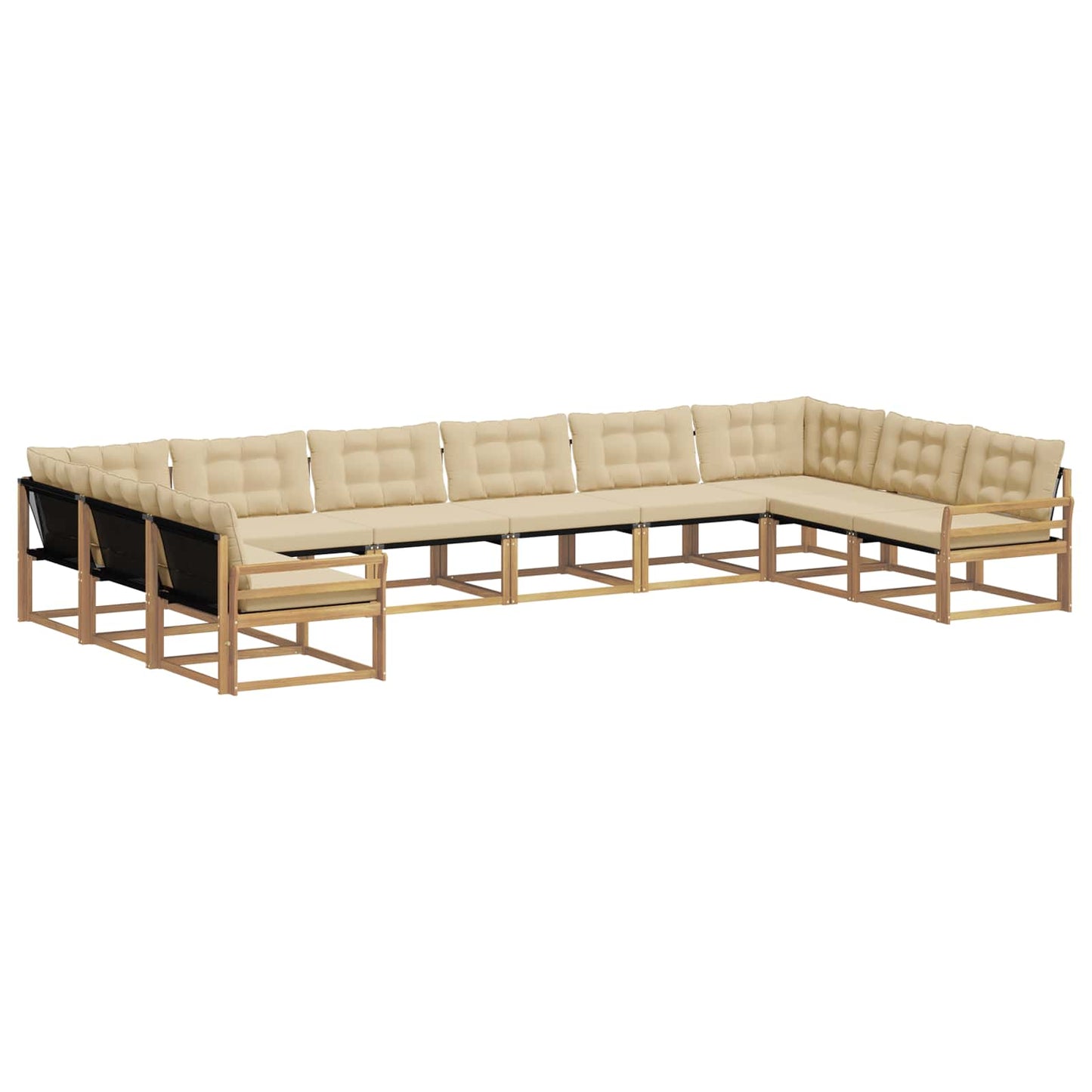 Set di divani da esterno 10 pz Bianco e Beige