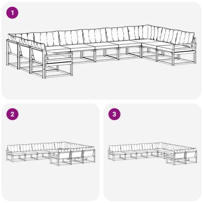 Set di divani da esterno 10 pz Bianco e Beige