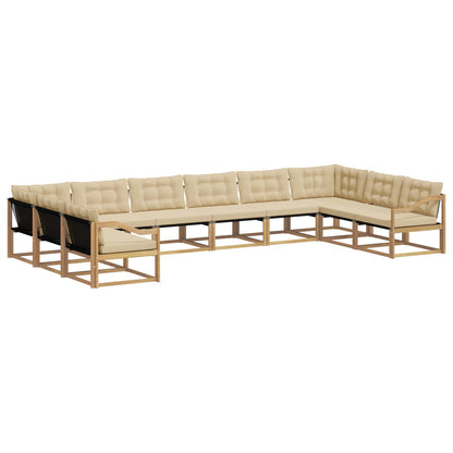 Set di divani da esterno 10 pz Bianco e Beige