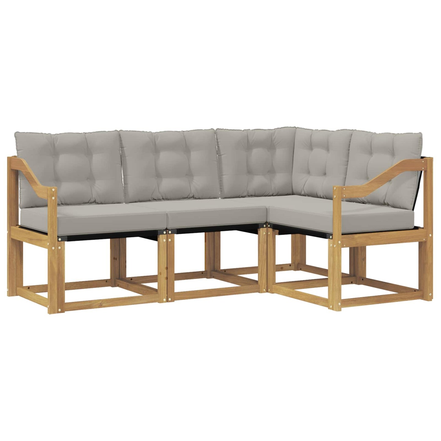 Set di divani da esterno 4 pz Bianco e Grigio Chiaro