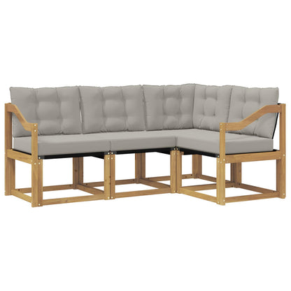 Set di divani da esterno 4 pz Bianco e Grigio Chiaro