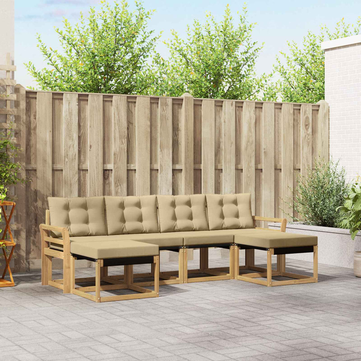 Set di divani da esterno 6 pz 6-Posti Bianco e Beige | homemem39