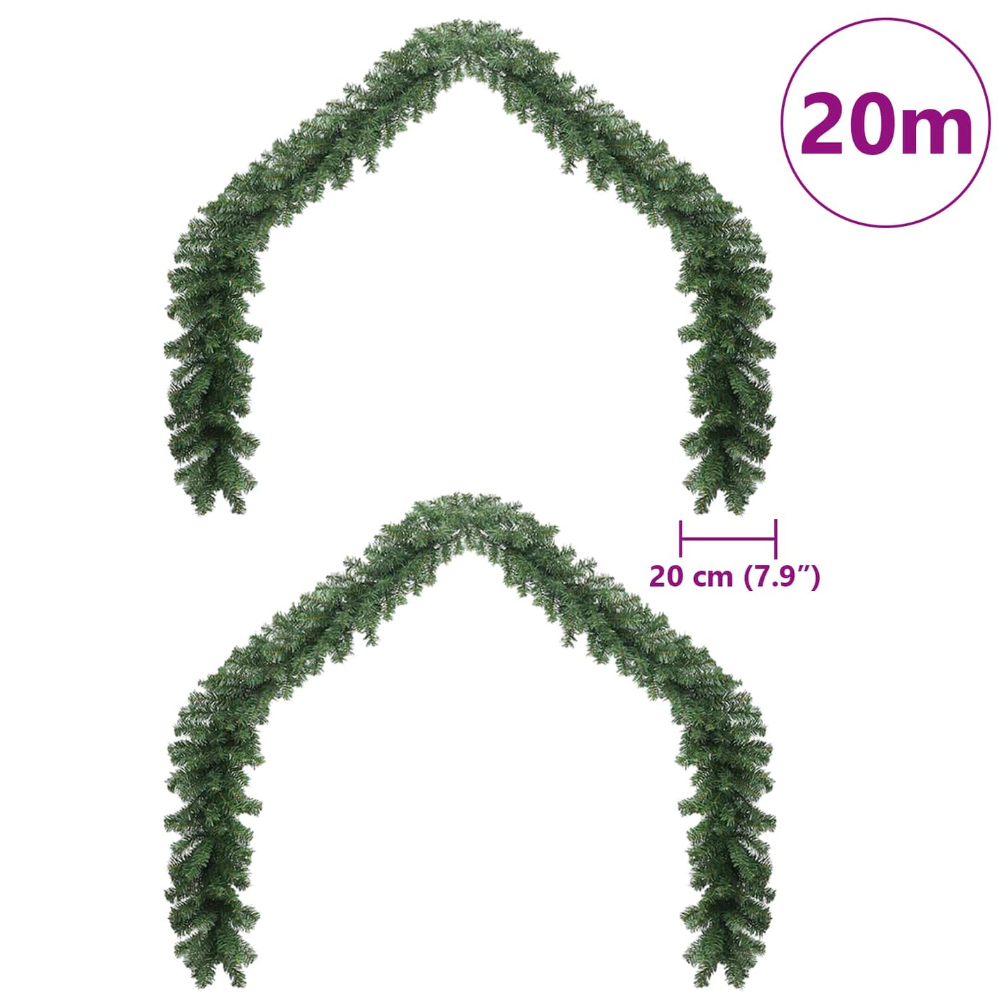 Ghirlanda di Natale 2 pcs Verde 20 m PVC | homemem39