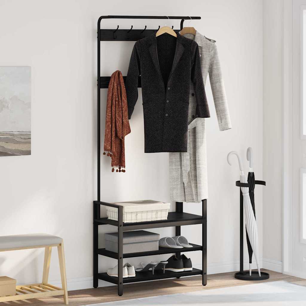 Appendiabiti Rovere Nero 75 x 34 x 184 cm Legno multistrato