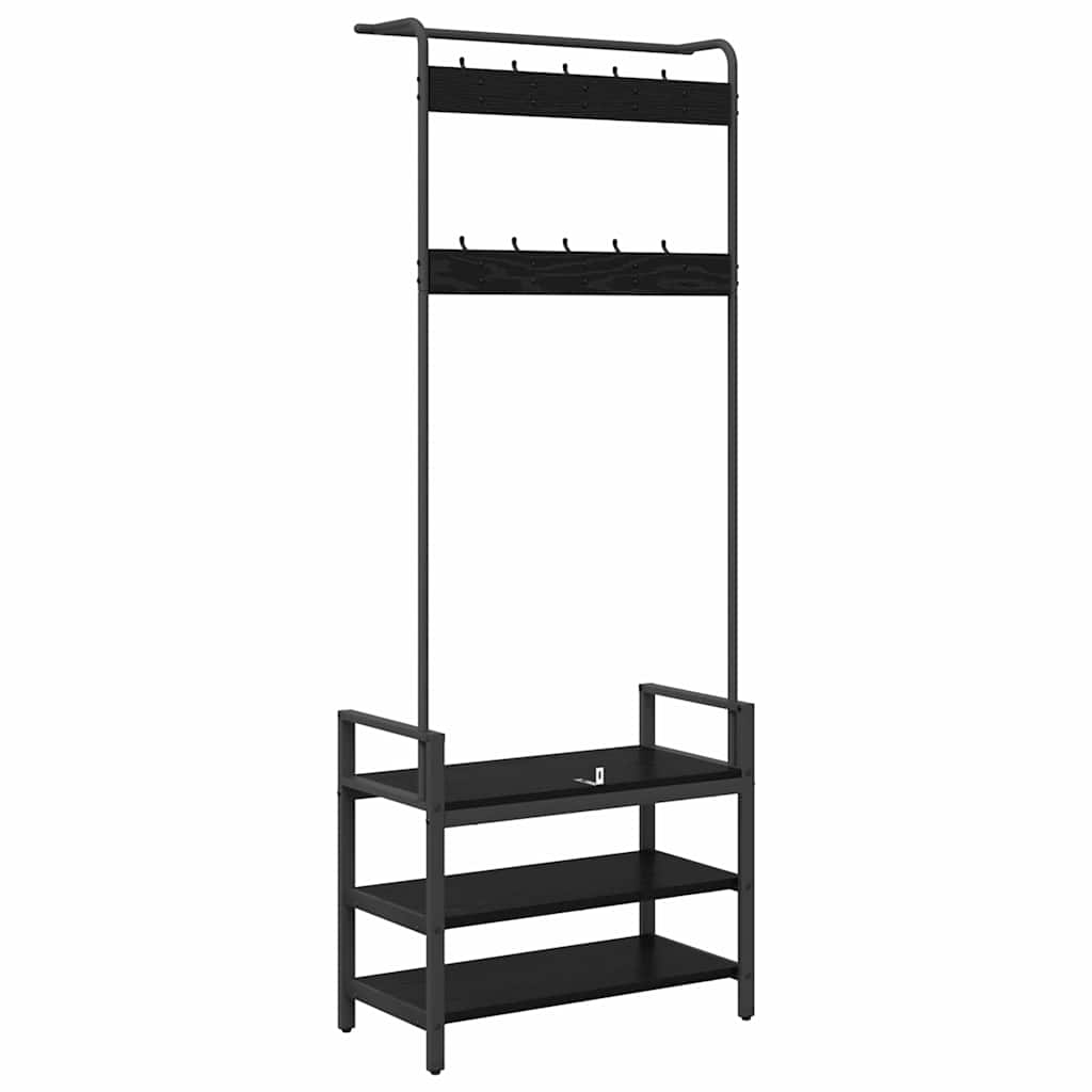 Appendiabiti Rovere Nero 75 x 34 x 184 cm Legno multistrato