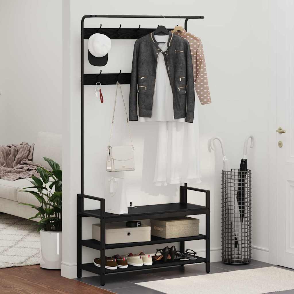 Appendiabiti Rovere Nero 95 x 34 x 184 cm Legno multistrato