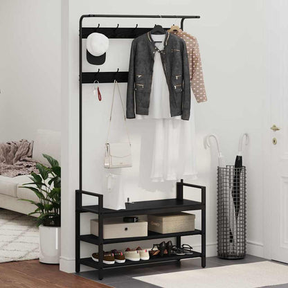 Appendiabiti Rovere Nero 95 x 34 x 184 cm Legno multistrato