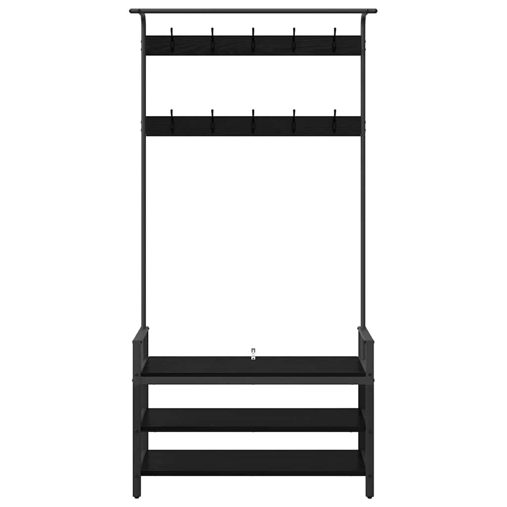 Appendiabiti Rovere Nero 95 x 34 x 184 cm Legno multistrato