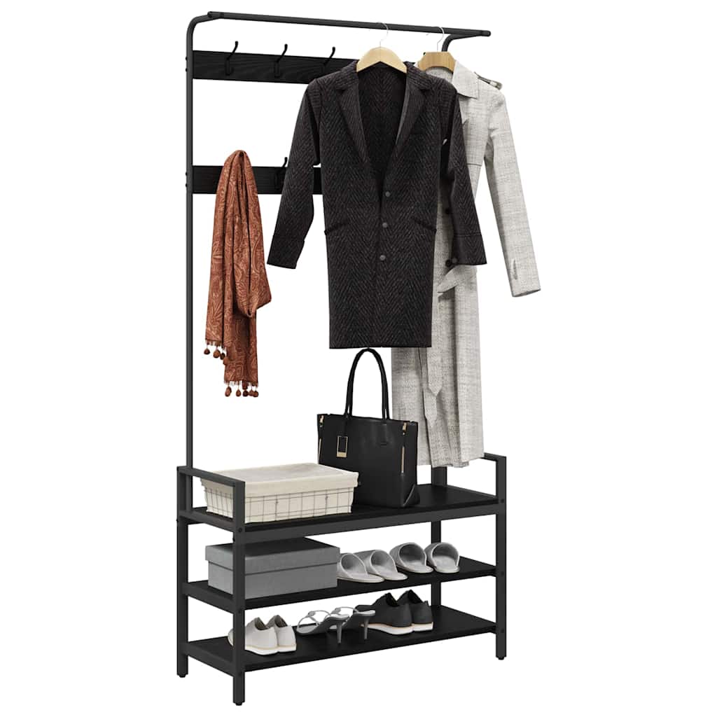 Appendiabiti Rovere Nero 95 x 34 x 184 cm Legno multistrato