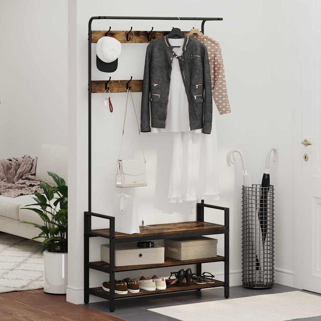 Appendiabiti Rovere fumé 95 x 34 x 184 cm Legno multistrato