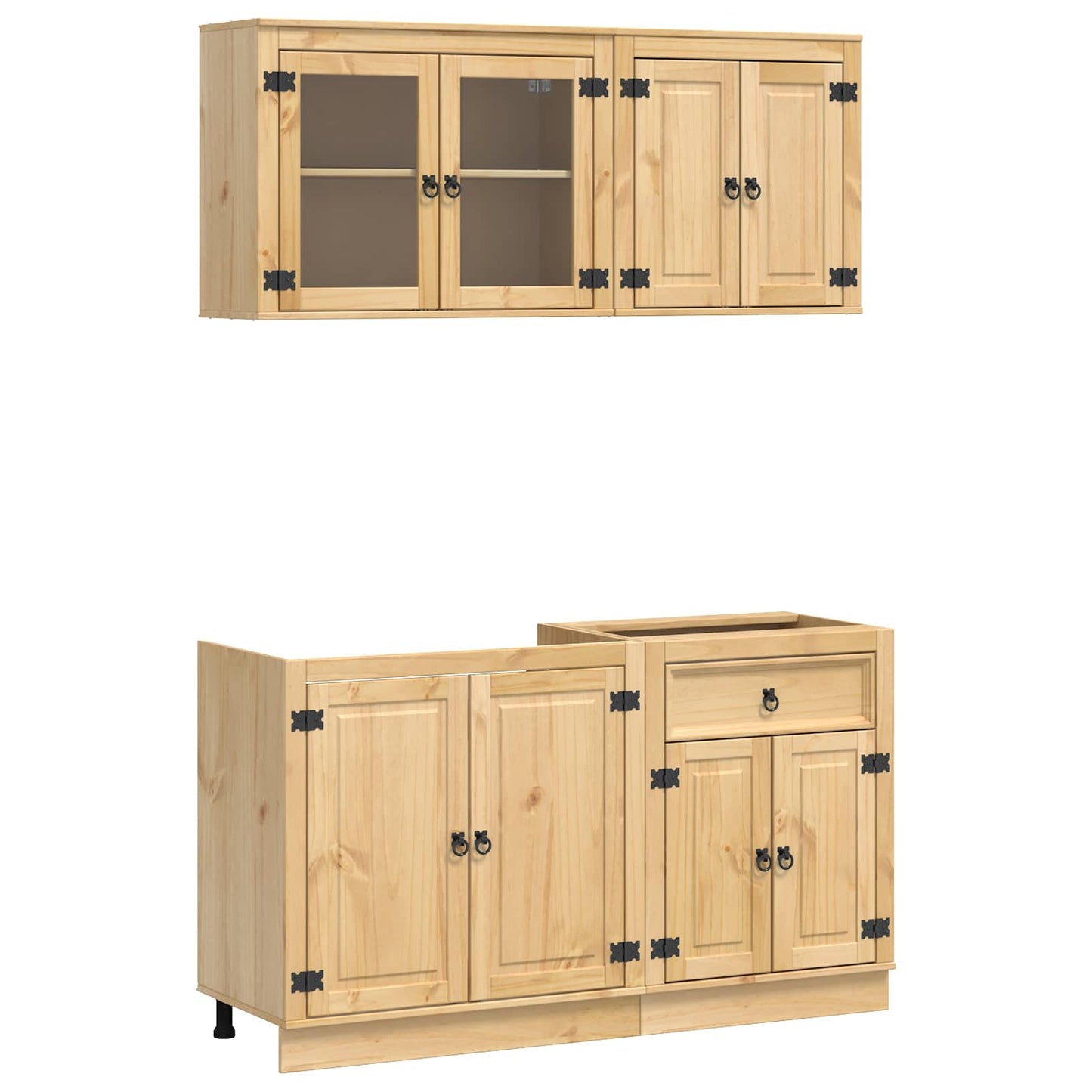 Armadietto con lo scaffale con porta 4 pcs Miele Pino massello