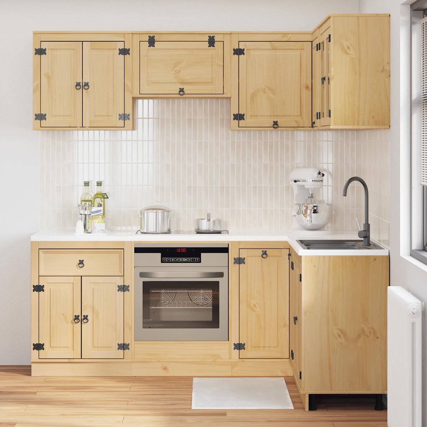 Armadietto con lo scaffale con porta 8 pcs Miele Pino massello