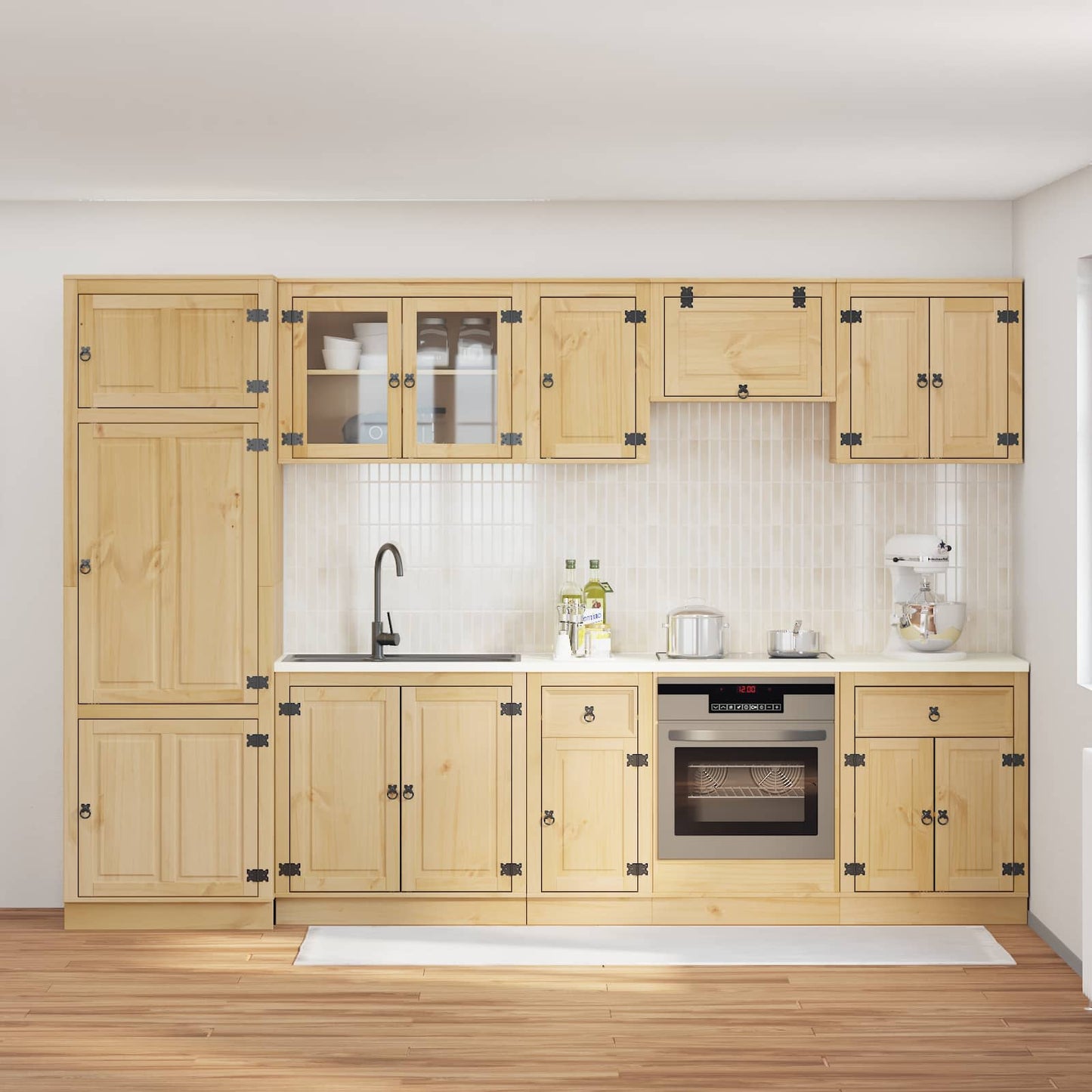 Armadietto con cassetto con porta 9 pcs Miele Pino massello