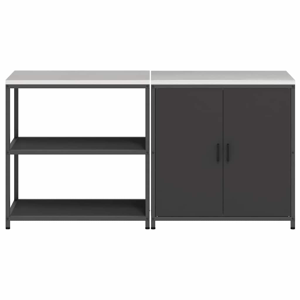 Set di Stoccaggio per Cucina con lo scaffale 2 pcs Nero Acciaio