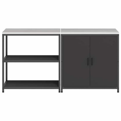 Set di Stoccaggio per Cucina con lo scaffale 2 pcs Nero Acciaio