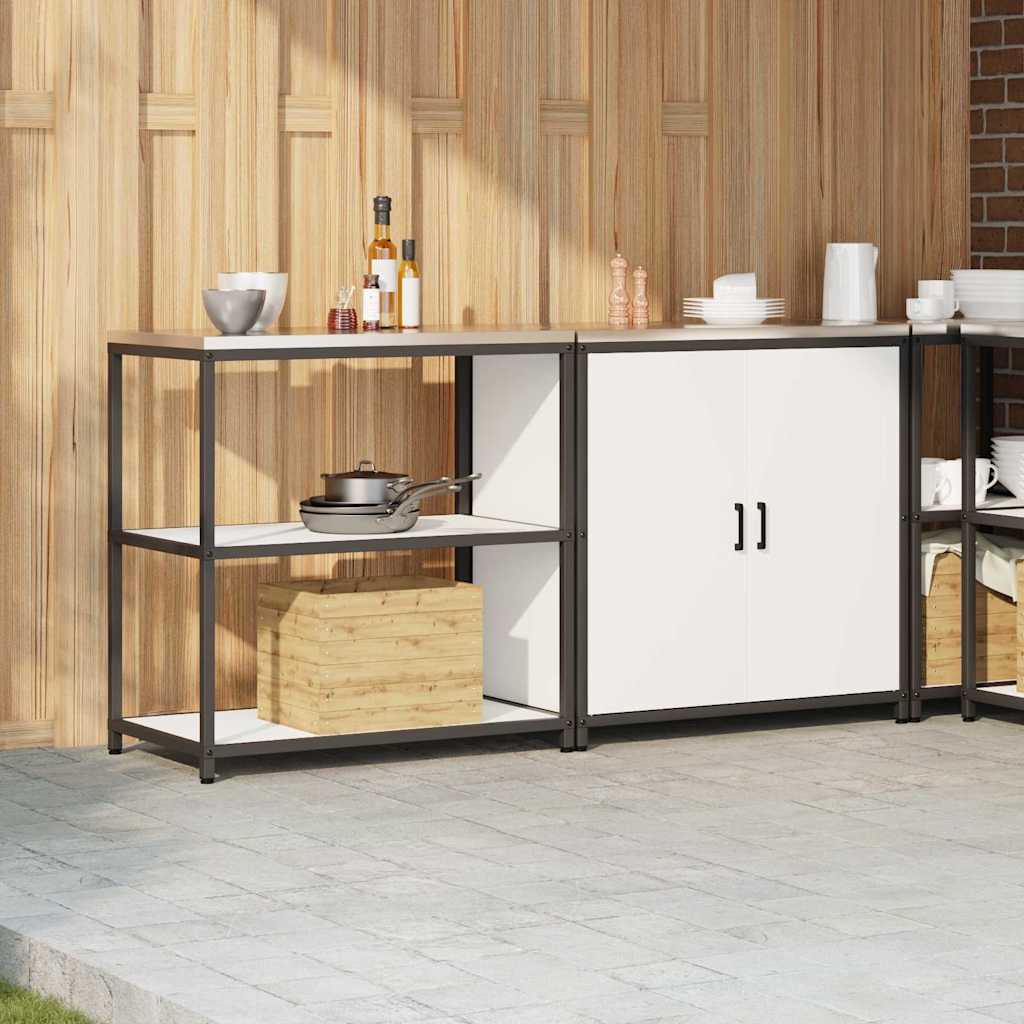Set di Stoccaggio per Cucina con porta 2 pcs Bianco Acciaio