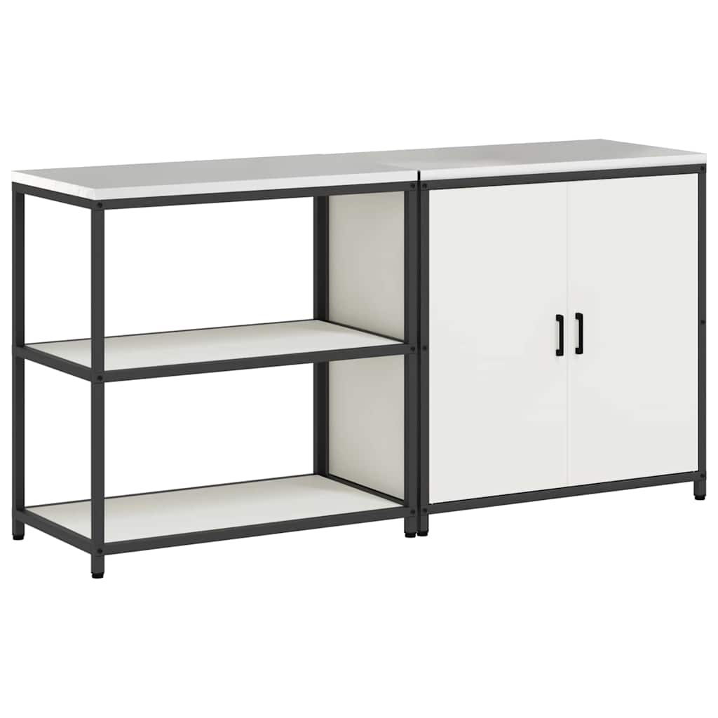 Set di Stoccaggio per Cucina con porta 2 pcs Bianco Acciaio