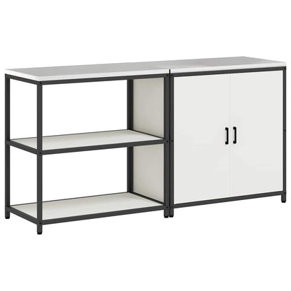 Set di Stoccaggio per Cucina con porta 2 pcs Bianco Acciaio