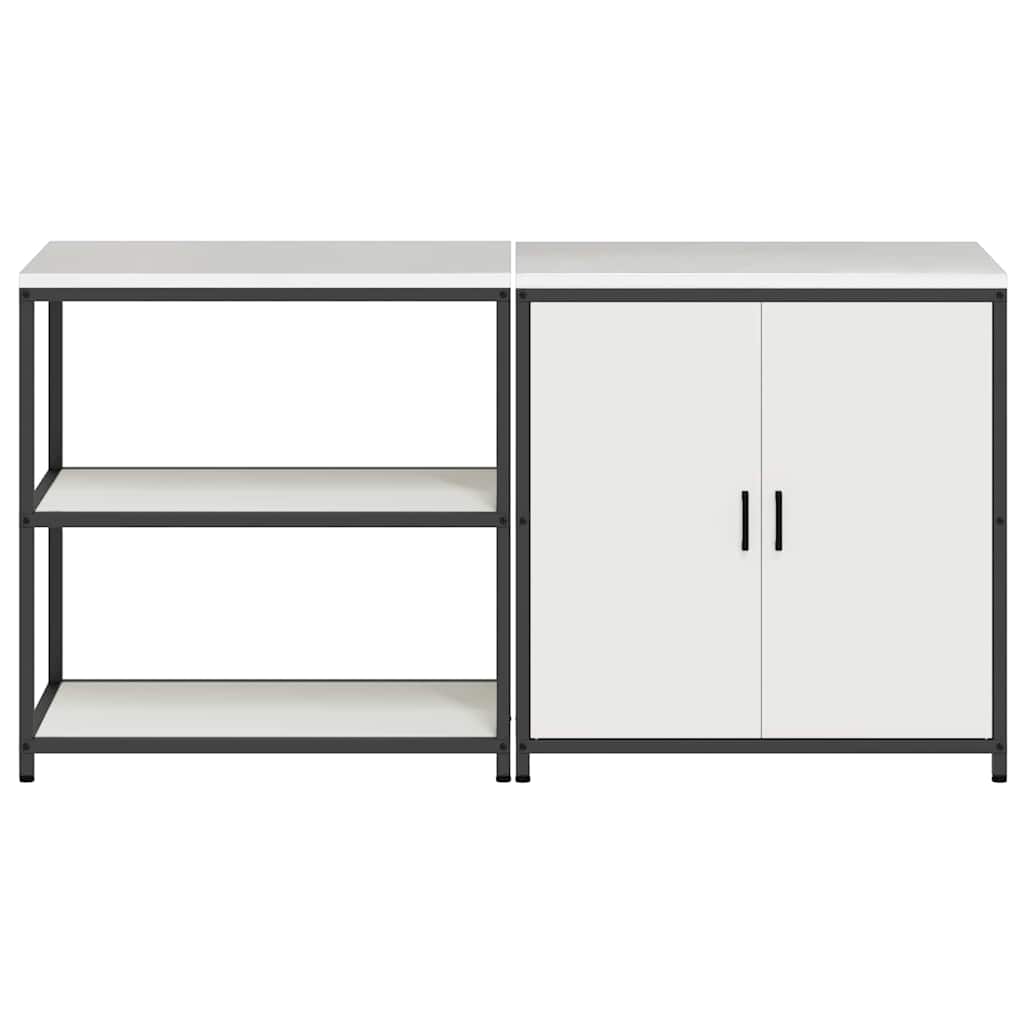Set di Stoccaggio per Cucina con porta 2 pcs Bianco Acciaio