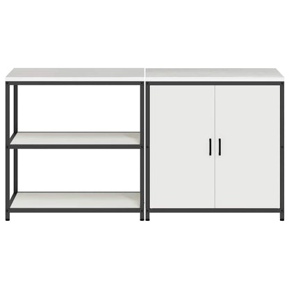 Set di Stoccaggio per Cucina con porta 2 pcs Bianco Acciaio