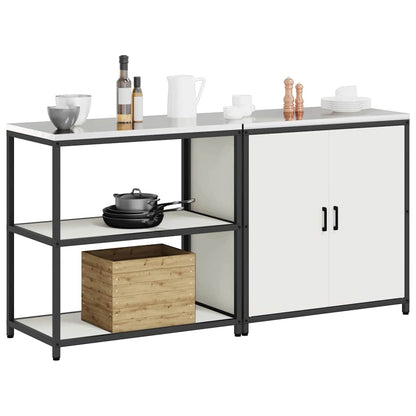 Set di Stoccaggio per Cucina con porta 2 pcs Bianco Acciaio