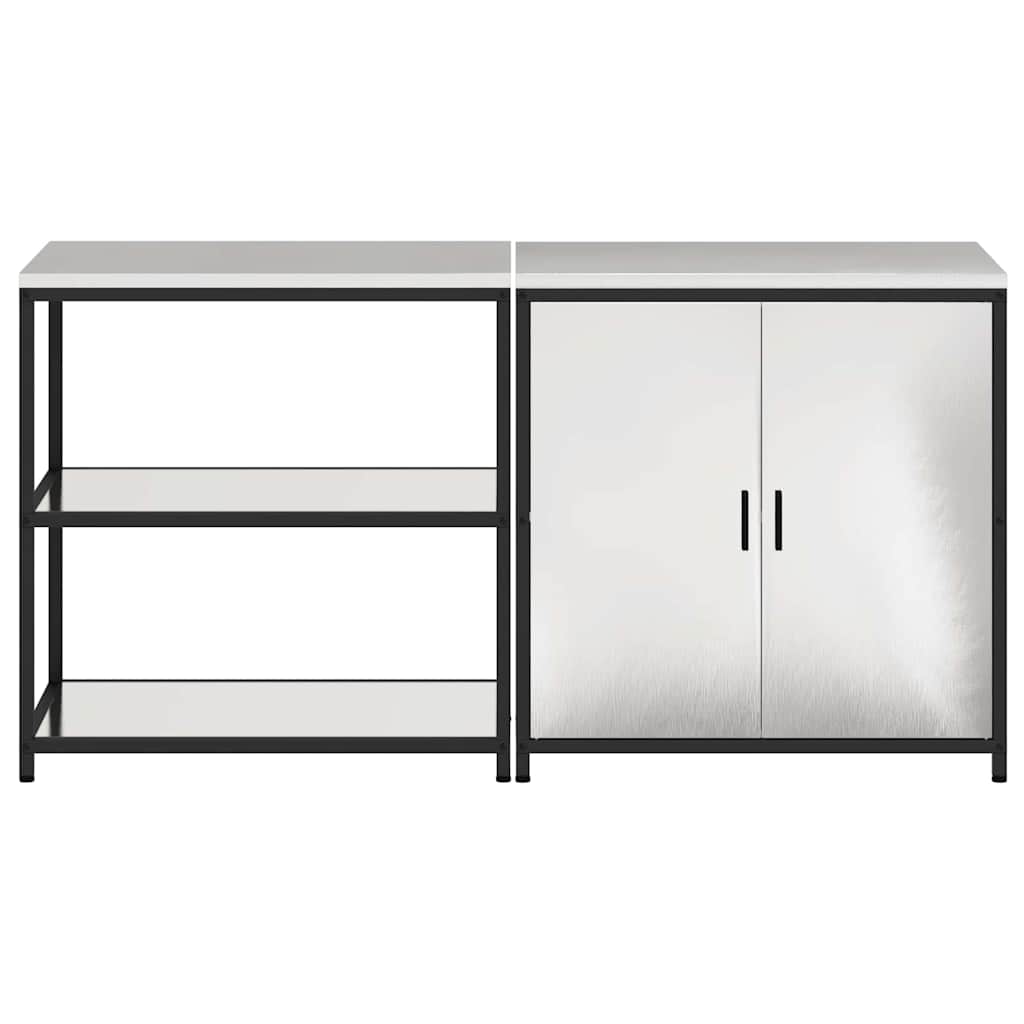 Set di Stoccaggio per Cucina con porta 2 pcs Argento Acciaio