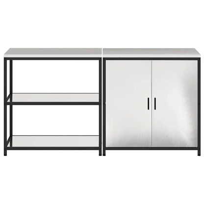 Set di Stoccaggio per Cucina con porta 2 pcs Argento Acciaio