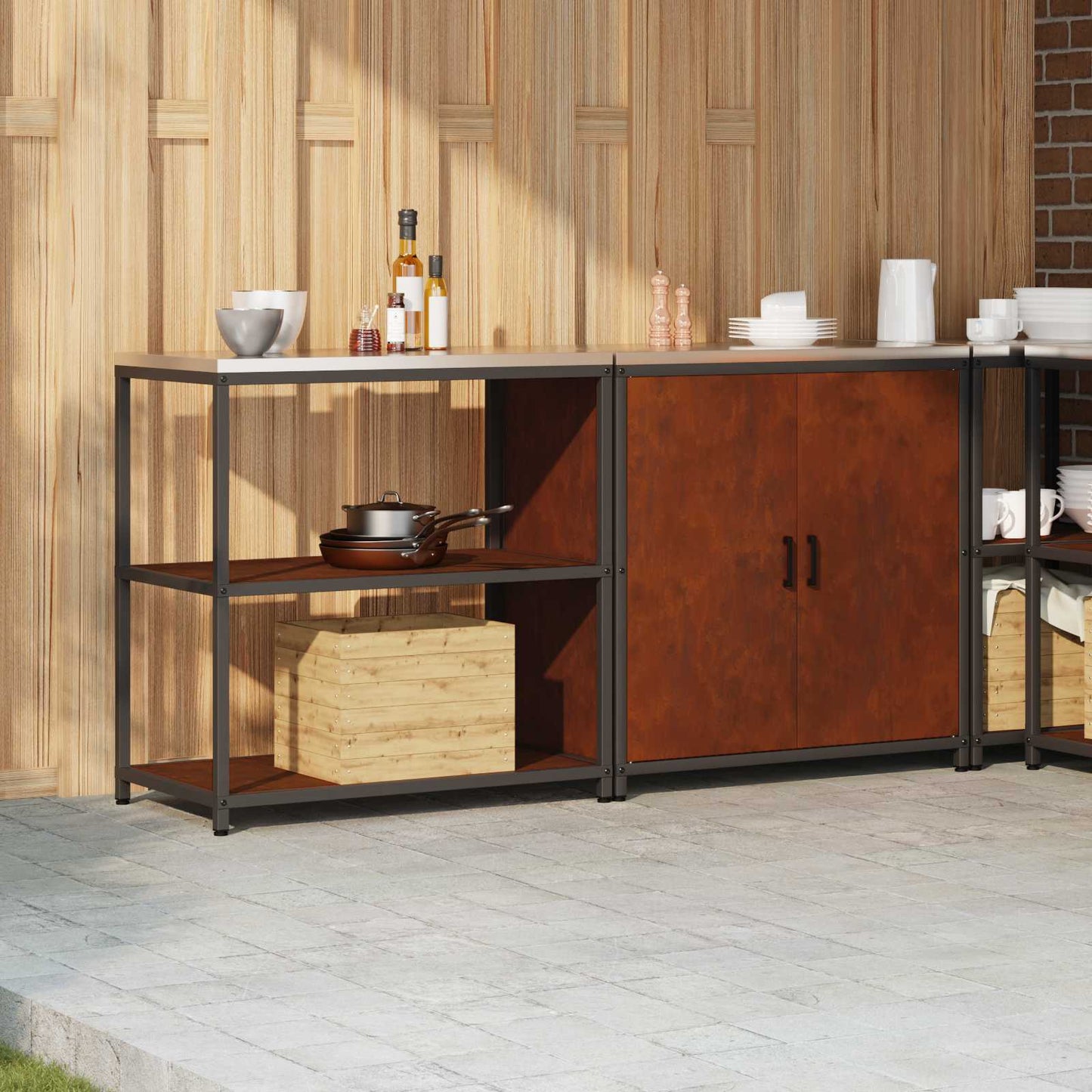 Set di Stoccaggio per Cucina con lo scaffale 2 pcs Ruggine | homemem39