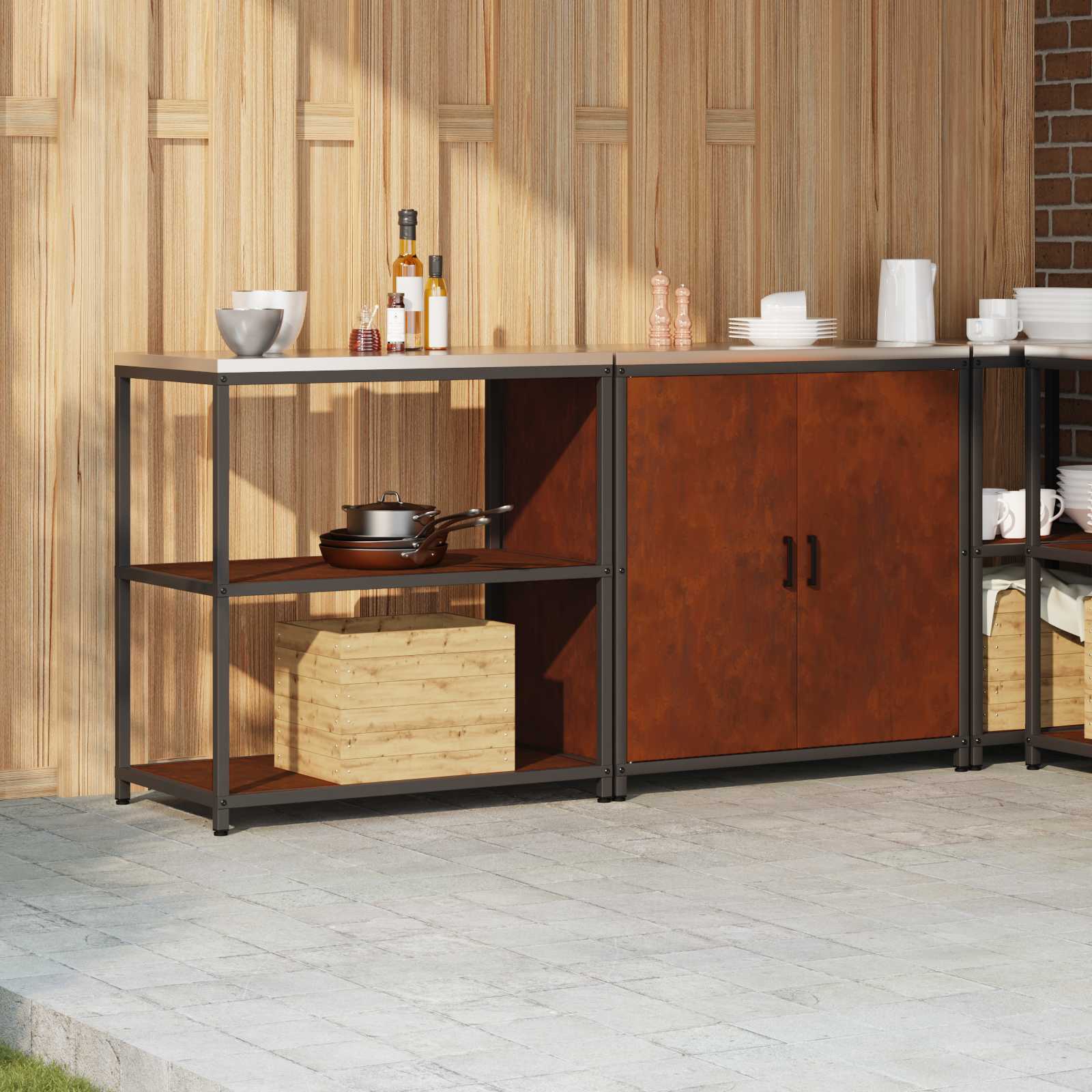 Set di Stoccaggio per Cucina con lo scaffale 2 pcs Ruggine | homemem39