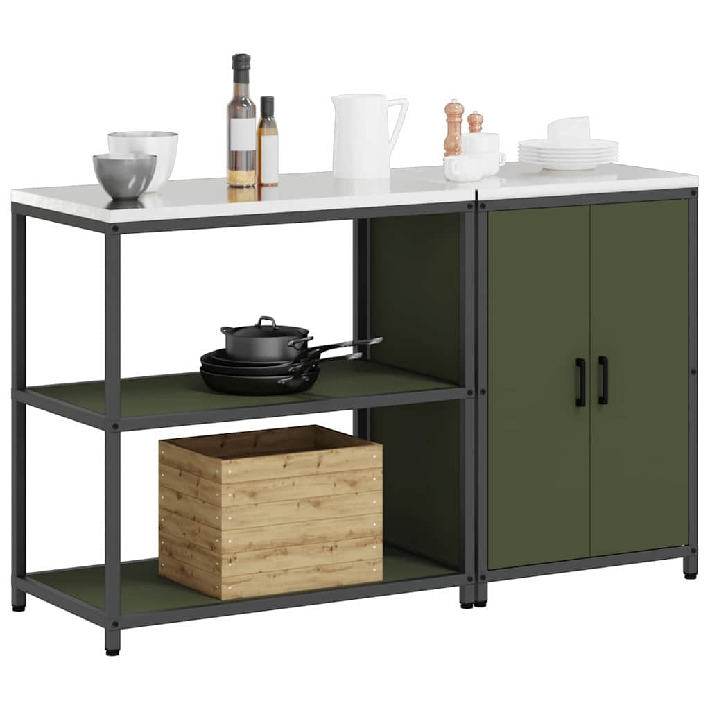 Set di Stoccaggio per Cucina con lo scaffale 2 pcs Verde oliva