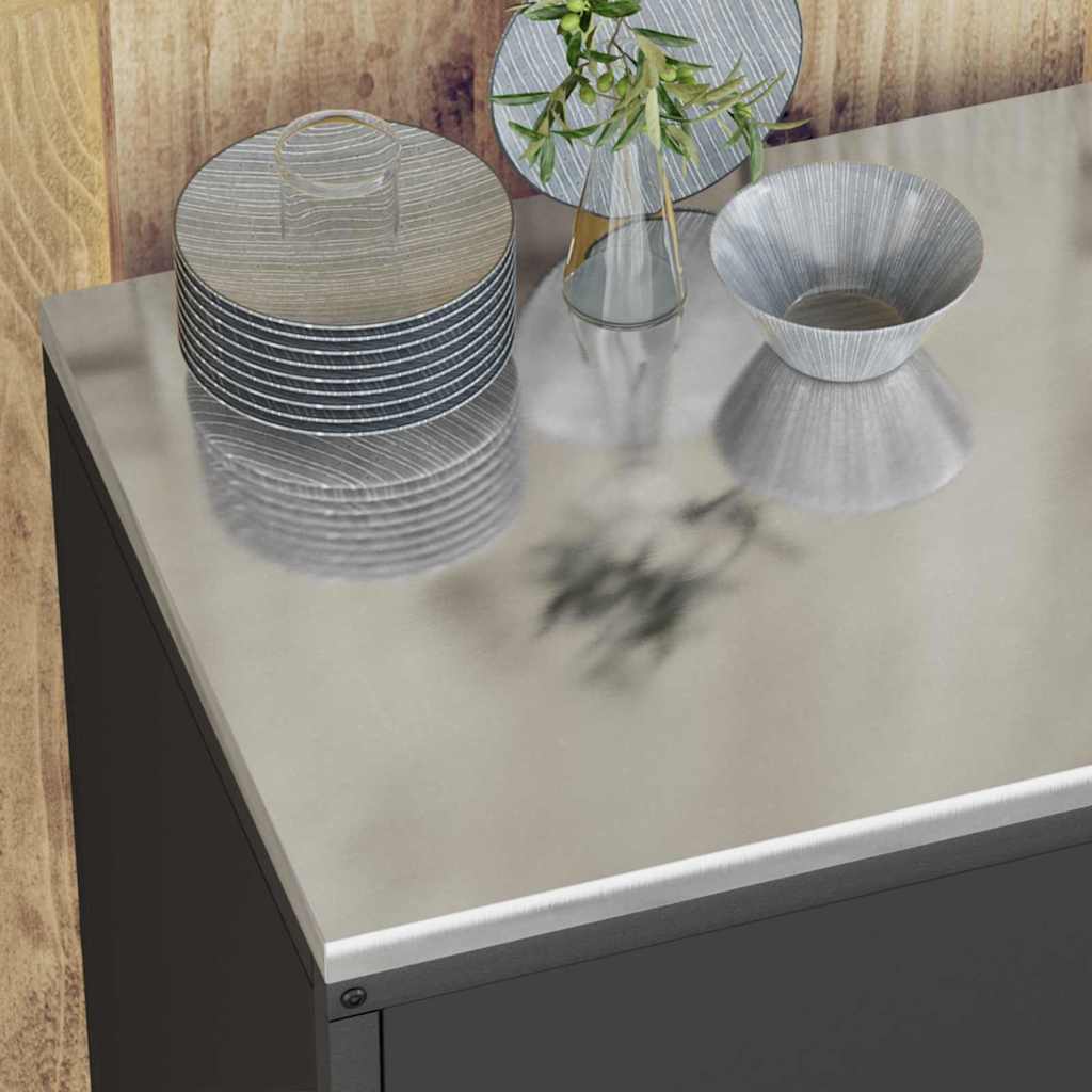 Set di Stoccaggio per Cucina con lo scaffale 3 pcs Nero Acciaio
