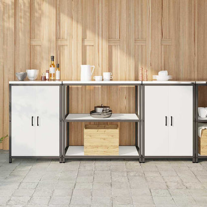 Set di Stoccaggio per Cucina con porta 3 pcs Bianco Acciaio