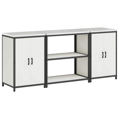 Set di Stoccaggio per Cucina con porta 3 pcs Bianco Acciaio