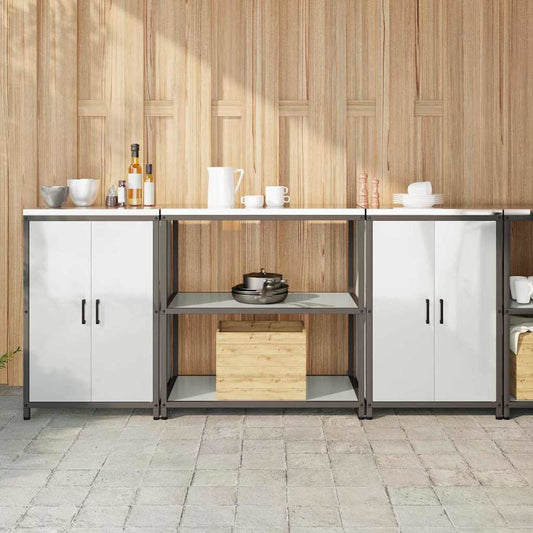 Set di Stoccaggio per Cucina con porta 3 pcs Argento Acciaio