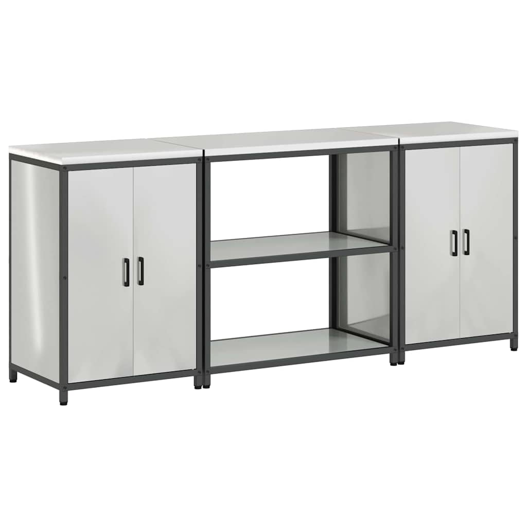 Set di Stoccaggio per Cucina con porta 3 pcs Argento Acciaio