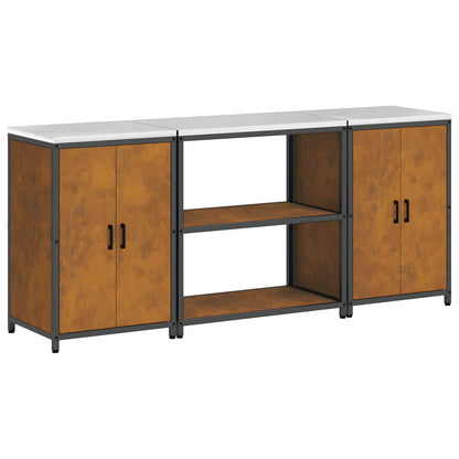 Set di Stoccaggio per Cucina con porta 3 pcs Ruggine Acciaio