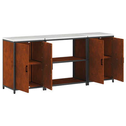 Set di Stoccaggio per Cucina con lo scaffale 3 pcs Ruggine | homemem39