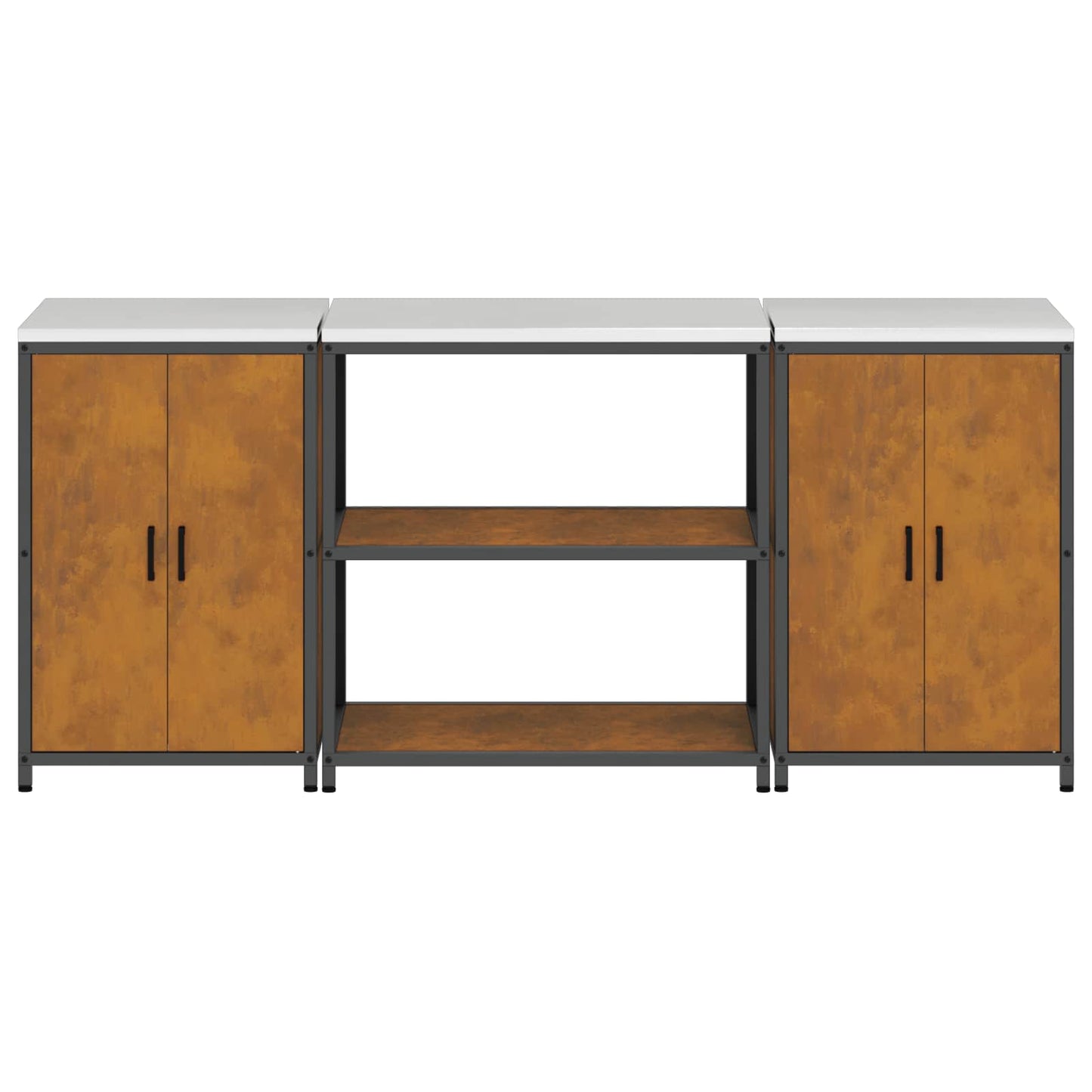 Set di Stoccaggio per Cucina con porta 3 pcs Ruggine Acciaio