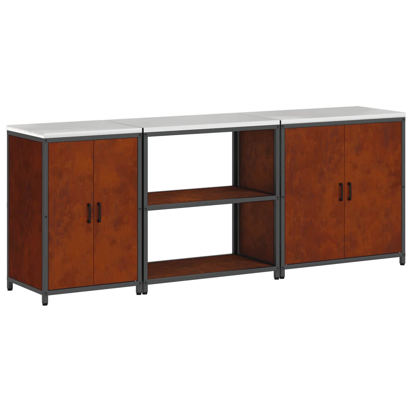 Set di Stoccaggio per Cucina con lo scaffale 3 pcs Ruggine | homemem39