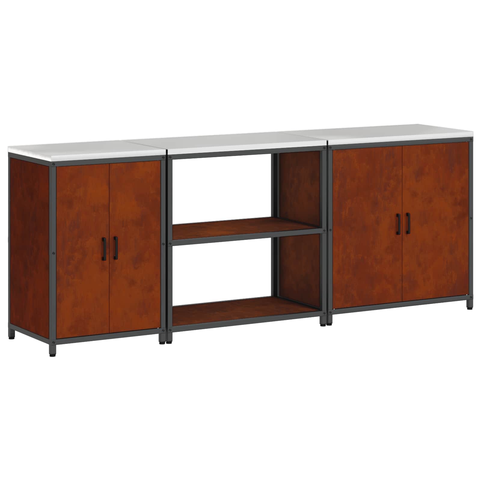 Set di Stoccaggio per Cucina con lo scaffale 3 pcs Ruggine | homemem39