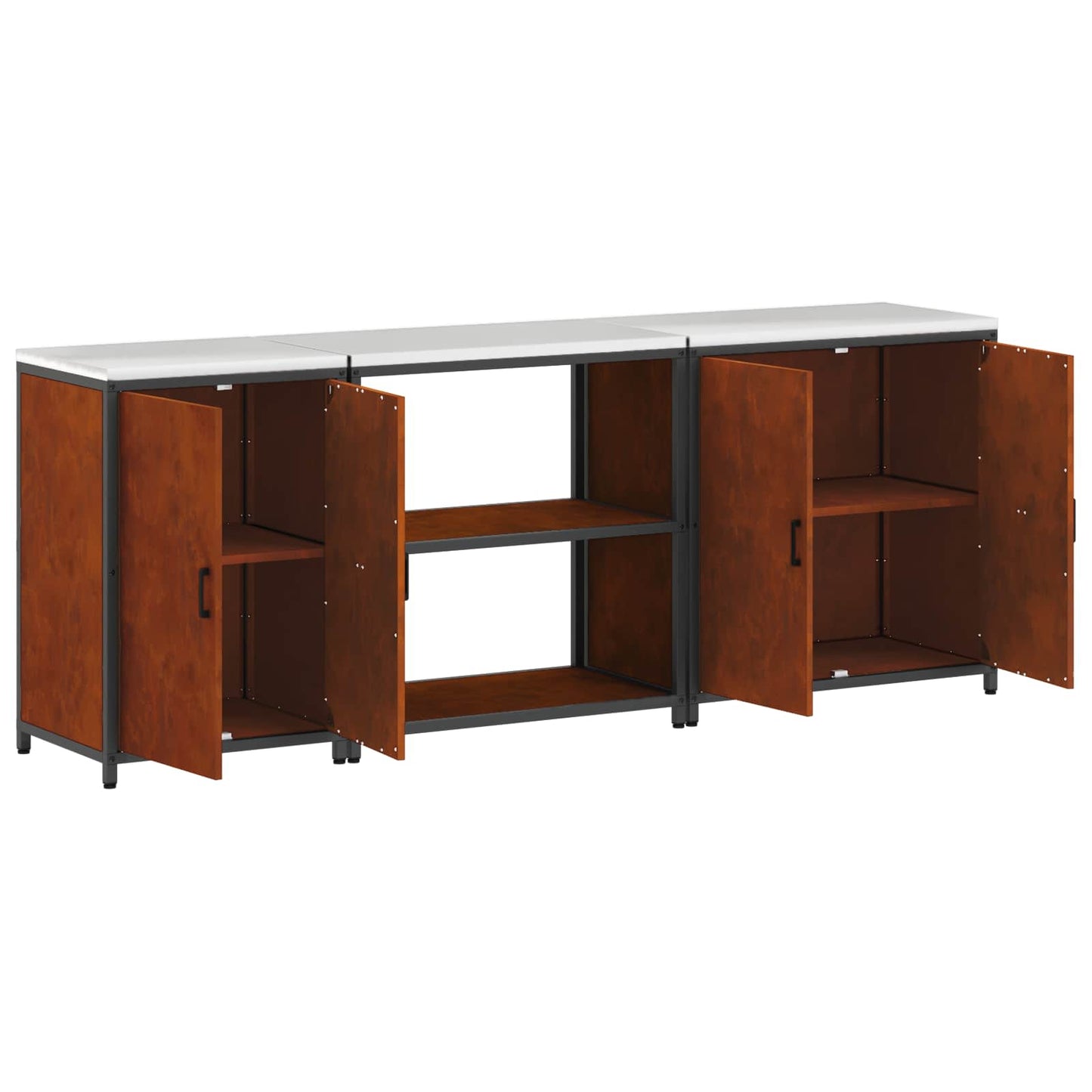 Set di Stoccaggio per Cucina con lo scaffale 3 pcs Ruggine | homemem39