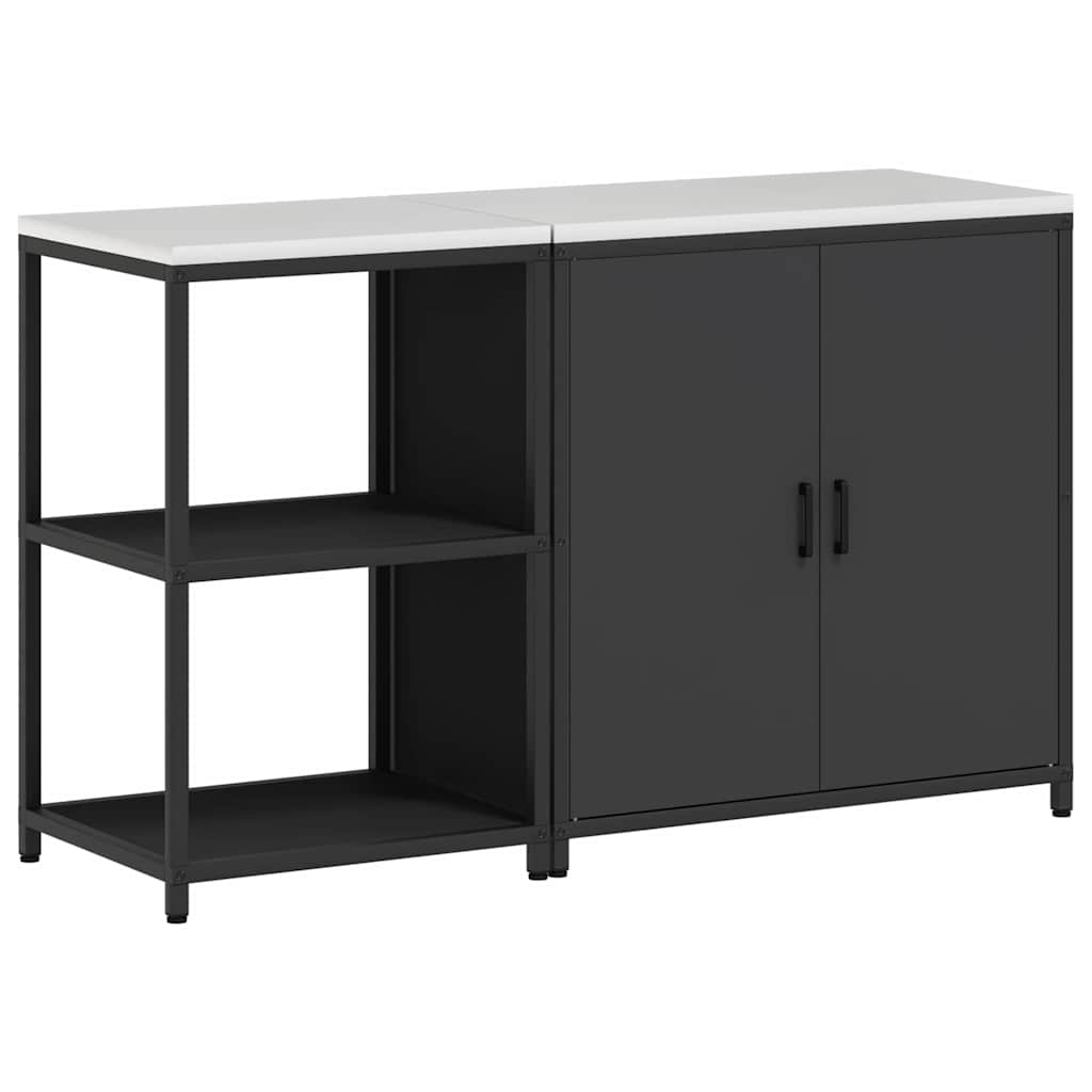 Set di Stoccaggio per Cucina con lo scaffale 2 pcs Nero Acciaio