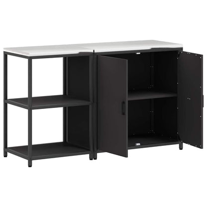 Set di Stoccaggio per Cucina con lo scaffale 2 pcs Nero Acciaio