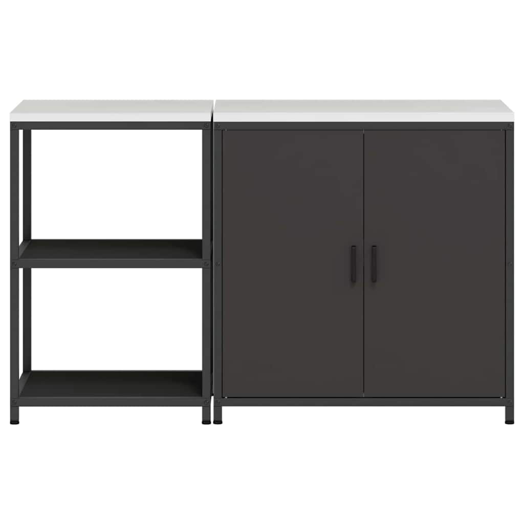 Set di Stoccaggio per Cucina con lo scaffale 2 pcs Nero Acciaio
